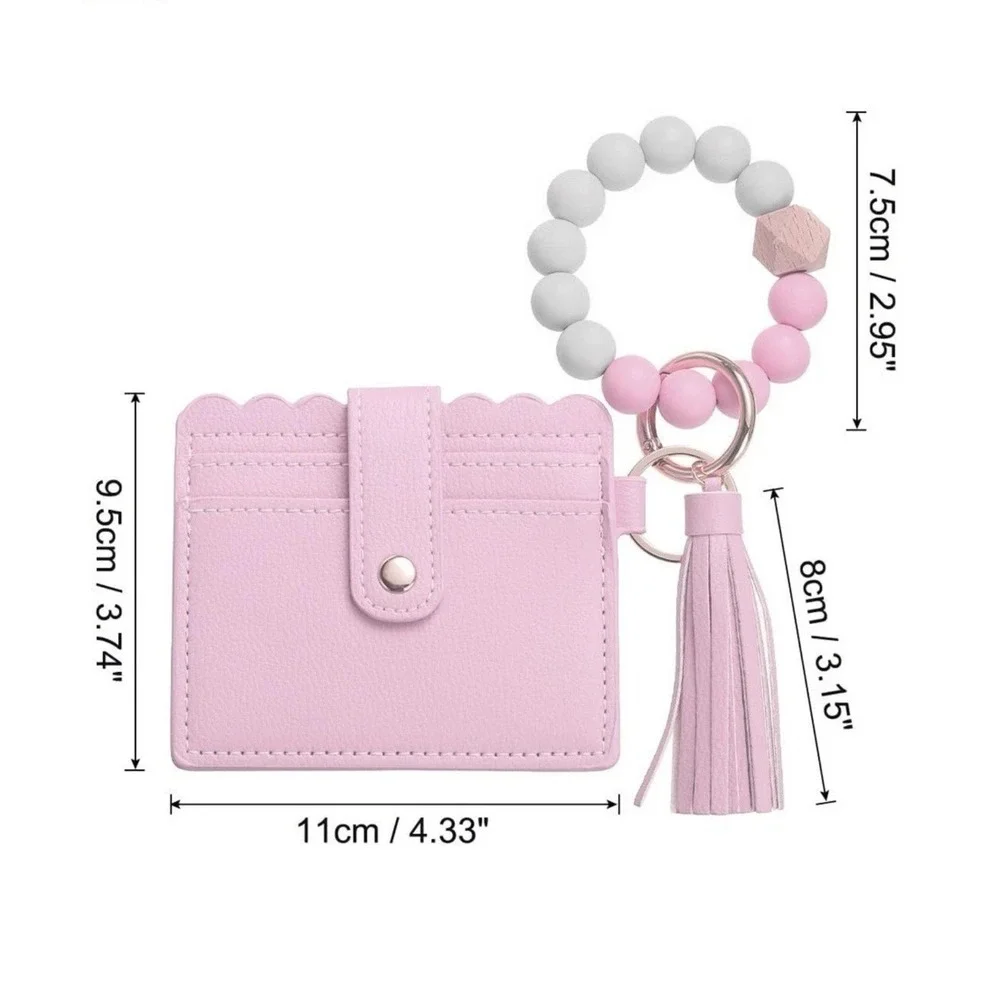 Keychain Wallet Wristlet S Credit Card Holder Bracelet Key Chain Purse Purple